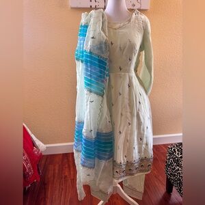 Elegant Embroidered Dress frock suit Punjabi Indian Afghani Pakistani